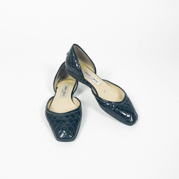 Jimmy Choo Shoes - Jimmy Choo Black Textured Ballet Flats Shoes Slip-on Designer